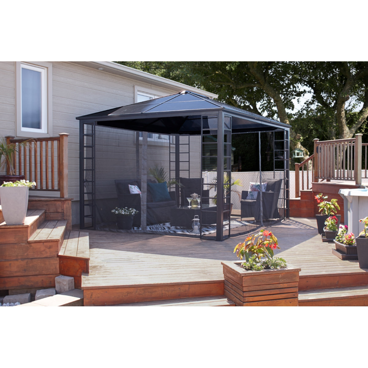 Turia Steel Polycarbonate Gazebo 10 x 12 ft | Sojag-Delightful Yard