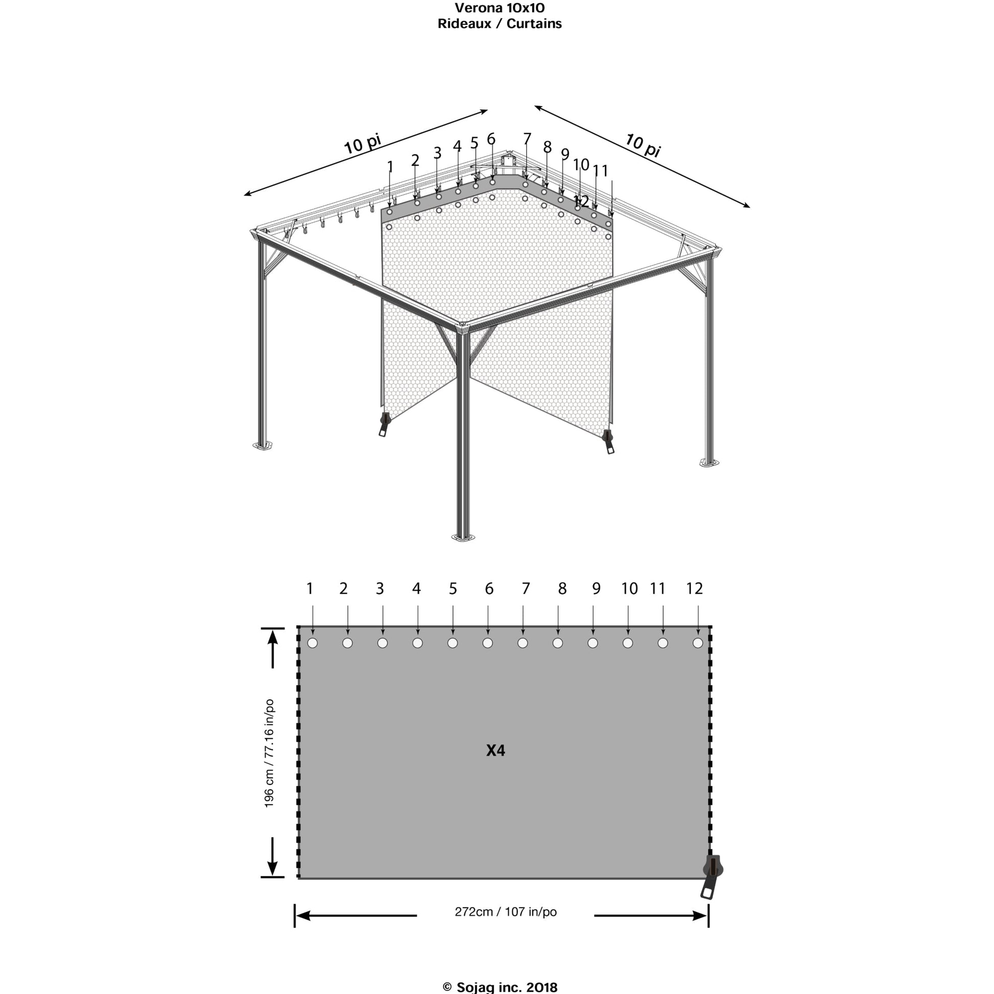 Sojag Ventura Gazebo Curtains 10 x 10 ft. - Delightful Yard