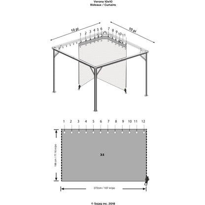 Sojag Ventura Gazebo Curtains 10 x 10 ft. - Delightful Yard