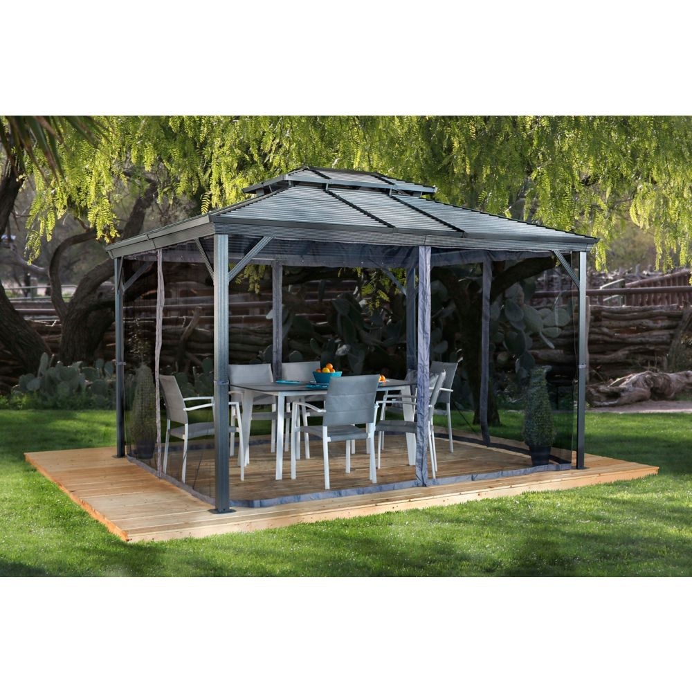 Ventura II Aluminum Double Roof Gazebo 10 x 10 ft | Sojag-Delightful Yard