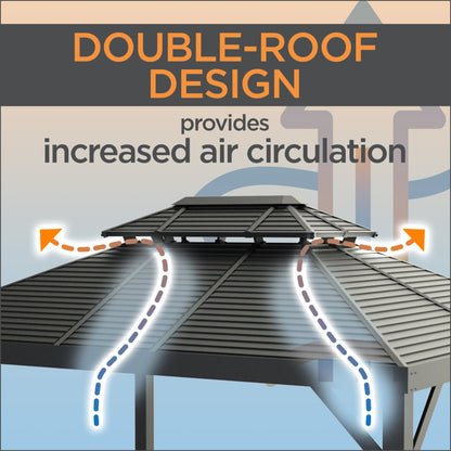 Ventura II Aluminum Double Roof Gazebo 10 x 12 ft | Sojag-Delightful Yard