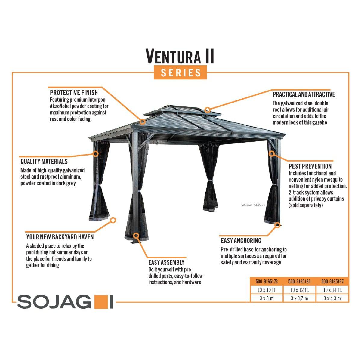Sojag Ventura II Gazebo 10 x 12 ft - Delightful Yard