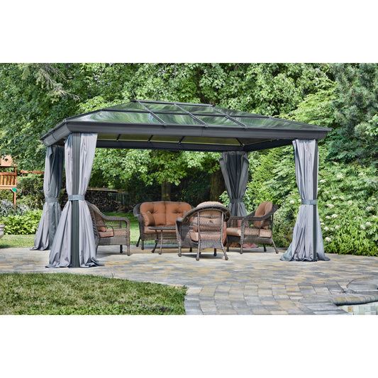 Venus Aluminum Gazebo 12 x 14 ft. PC Roof | Gazebo PenGuin-Delightful Yard