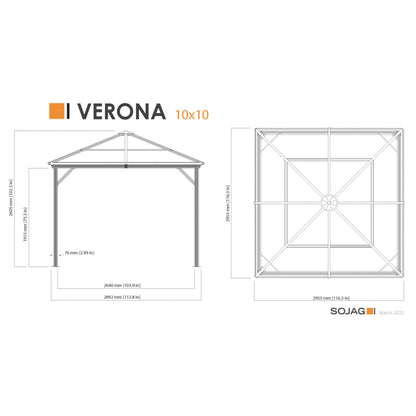 Verona Aluminum Gazebo 10 x 10 ft | Sojag-Delightful Yard