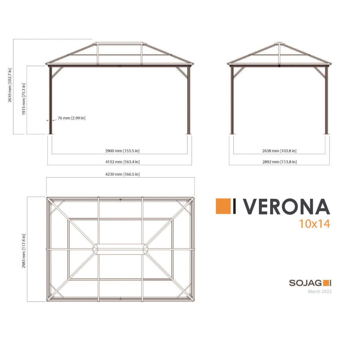 Verona Aluminum Gazebo 10 x 14 ft | Sojag-Delightful Yard
