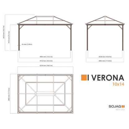 Verona Aluminum Gazebo 10 x 14 ft | Sojag-Delightful Yard