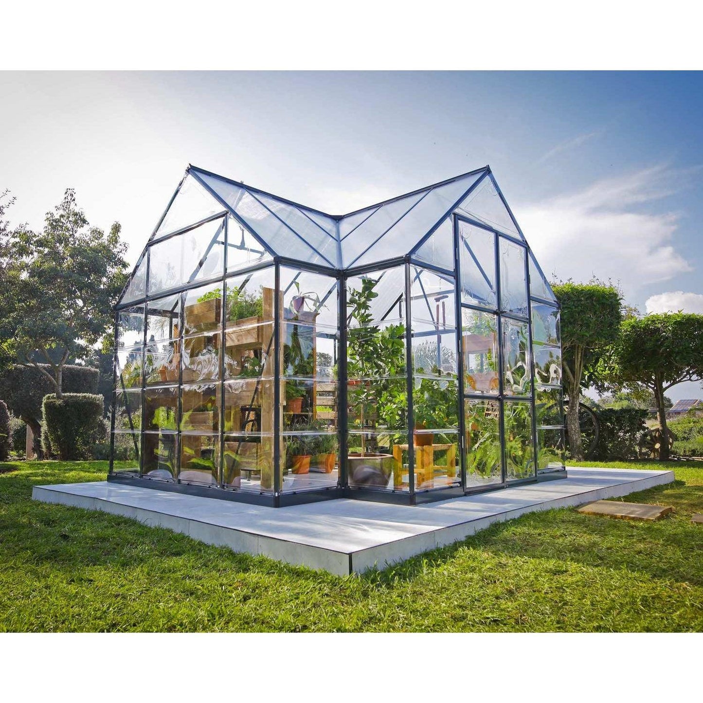 Victory Garden Chalet Greenhouse Solarium 12 x 10 ft. | Palram-Canopia - Delightful Yard