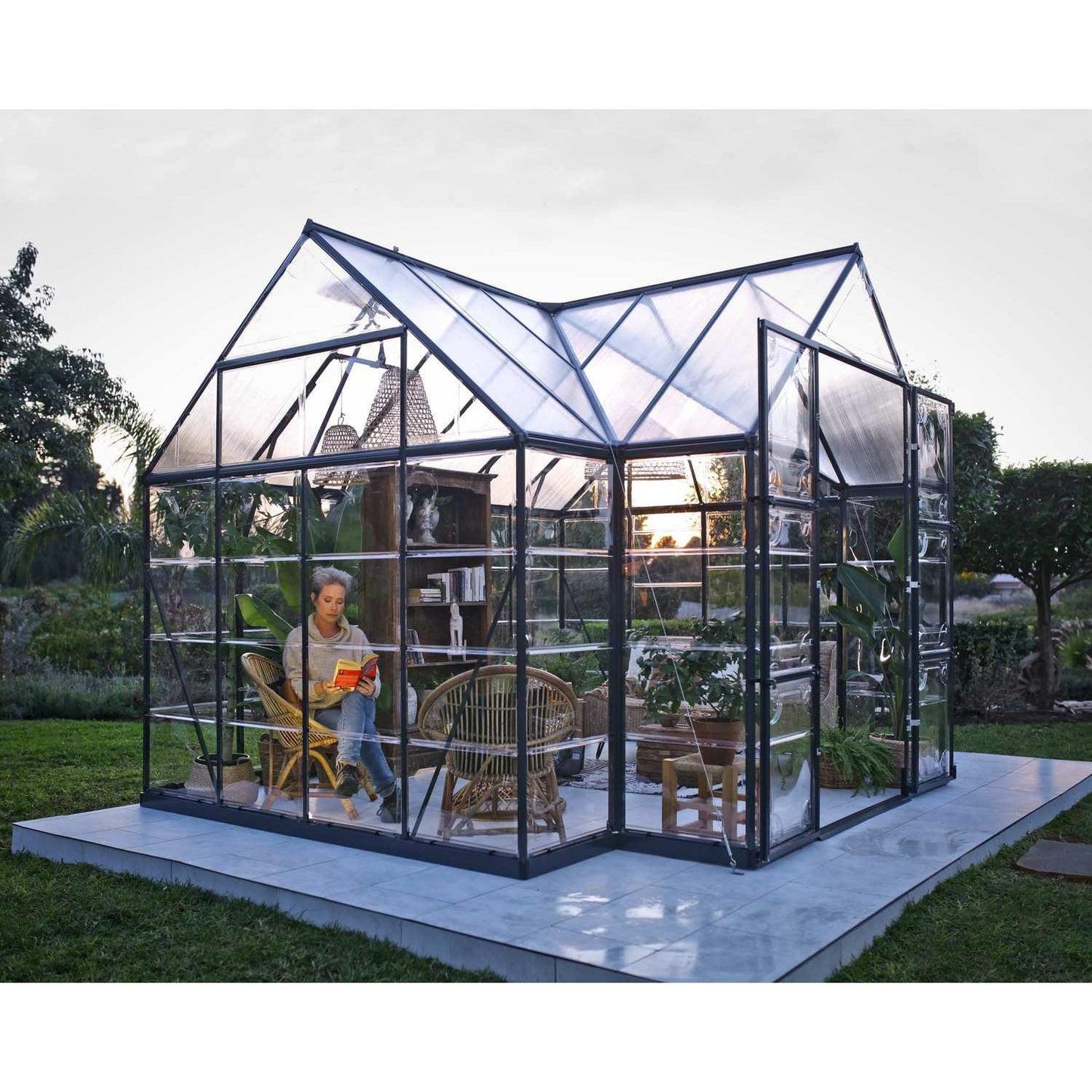 Victory Garden Chalet Greenhouse Solarium 12 x 10 ft. | Palram-Canopia - Delightful Yard