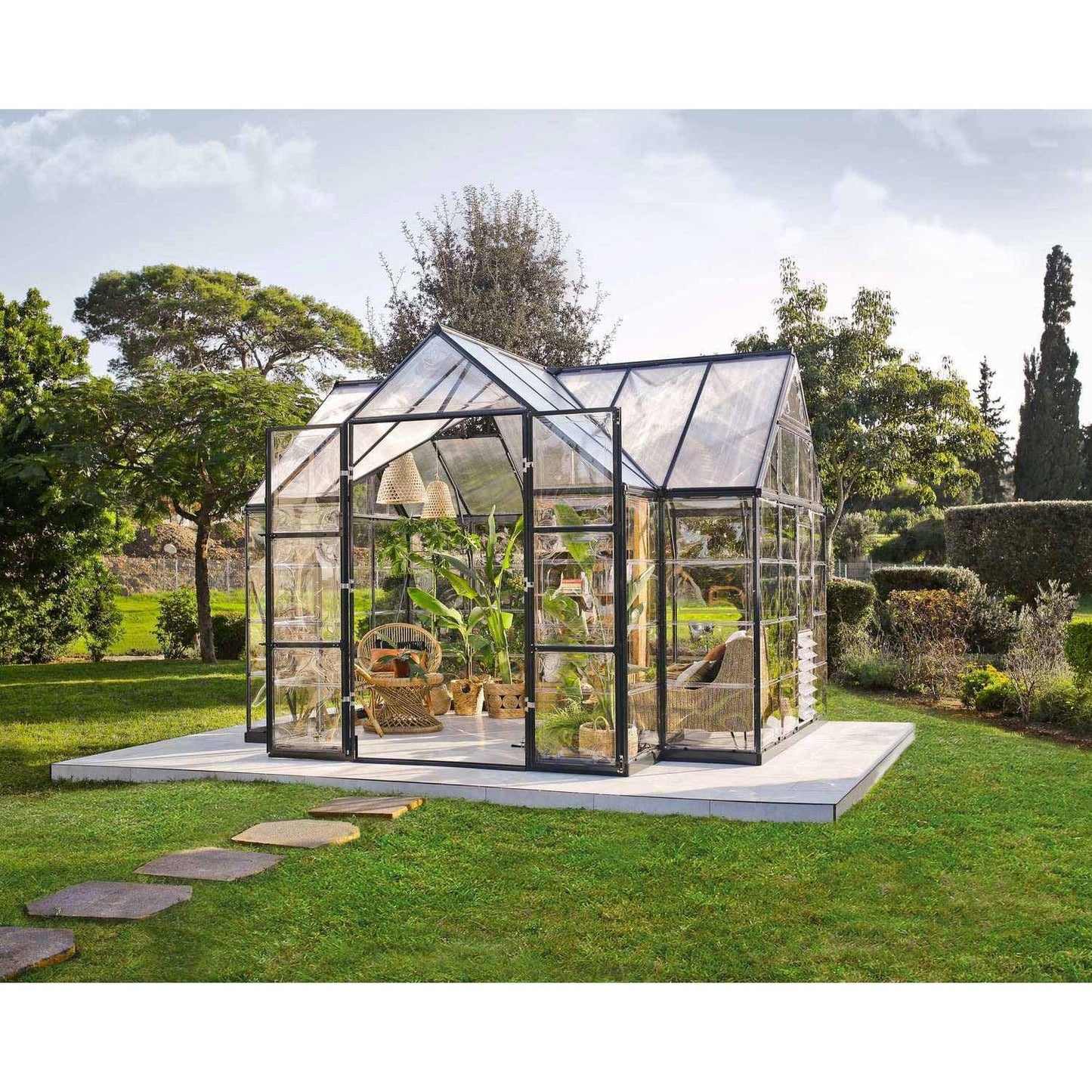 Victory Garden Chalet Greenhouse Solarium 12 x 10 ft. | Palram-Canopia - Delightful Yard