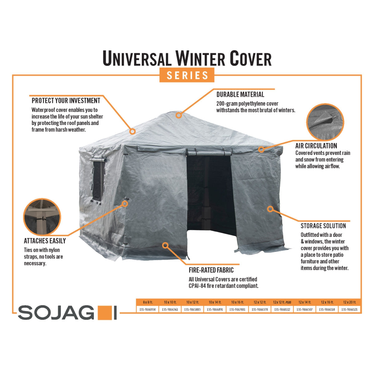 Universal Winter Gazebo Cover 10 x 10 ft | Sojag-Delightful Yard