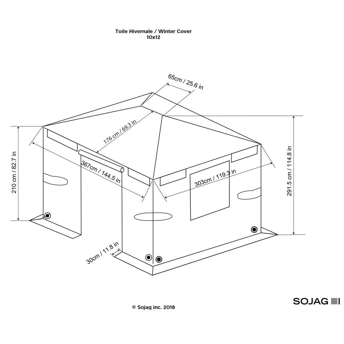 Sojag Universal Winter Gazebo Cover 10 x 12 ft - Delightful Yard